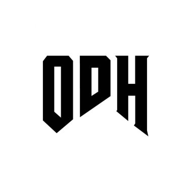 Teknoloji şirketi için ODH mektup logosu tasarımı. ODH logosu siyah ve beyaz renk kombinasyonu tasarladı. ODH logosu, ODH vektörü, ODH dizaynı, ODH simgesi, ODH alfabesi. ODH tipografi logosu tasarımı