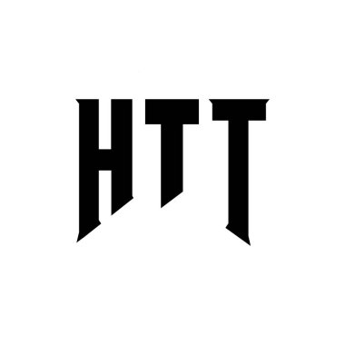Teknoloji şirketi için HTT mektup logosu tasarımı. HTT logo tasarımı siyah ve beyaz renk kombinasyonu. HTT logosu, HTT vektörü, HTT tasarımı, HTT simgesi, HTT alfabesi. HTT tipografi logosu tasarımı