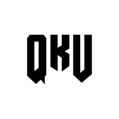 QKU teknoloji şirketi için harf logosu tasarımı. QKU logo tasarımı siyah ve beyaz renk kombinasyonu. QKU logosu, QKU vektörü, QKU tasarımı, QKU simgesi, QKU alfabesi. QKU tipografi logosu tasarımı
