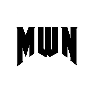 Teknoloji şirketi için MWN mektup logosu tasarımı. MWN logo tasarımı siyah ve beyaz renk kombinasyonu. MWN logosu, MWN vektörü, MWN tasarımı, MWN simgesi, MWN alfabesi. MWN tipografi logosu tasarımı