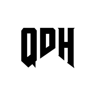 Teknoloji şirketi için QDH harf logosu tasarımı. QDH logo tasarımı siyah ve beyaz renk kombinasyonu. QDH logosu, QDH vektörü, QDH tasarımı, QDH simgesi, QDH alfabesi. QDH tipografi logosu tasarımı
