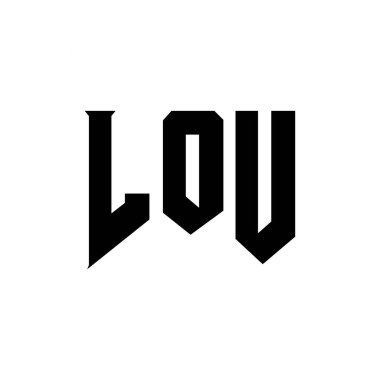 Teknoloji şirketi için LOU mektup logosu tasarımı. LOU logo tasarımı siyah ve beyaz renk kombinasyonu. LOU logosu, LOU vektörü, LOU tasarımı, LOU simgesi, LOU alfabesi. LOU tipografi logosu tasarımı