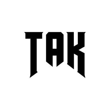 Teknoloji şirketi için TAK mektup logosu tasarımı. TAK logo tasarımı siyah-beyaz renk kombinasyonu. TAK logosu, TAK vektörü, TAK tasarımı, TAK simgesi, TAK alfabesi. TAK tipografi logosu tasarımı