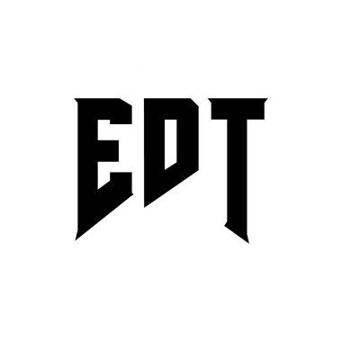 Teknoloji şirketi için EDT harf logosu tasarımı. EDT logo tasarımı siyah ve beyaz renk kombinasyonu. EDT logosu, EDT vektörü, EDT tasarımı, EDT simgesi, EDT alfabesi. EDT tipografi logosu tasarımı