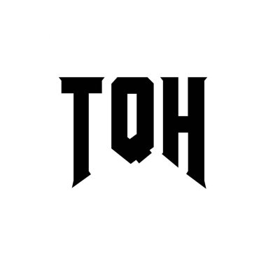 Teknoloji şirketi için TQH harf logosu tasarımı. TQH logo tasarımı siyah ve beyaz renk kombinasyonu. TQH logosu, TQH vektörü, TQH dizaynı, TQH simgesi, TQH alfabesi. TQH tipografi logosu tasarımı