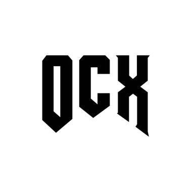 Teknoloji şirketi için OCX harf logosu tasarımı. OCX logo tasarımı siyah ve beyaz renk kombinasyonu. OCX logosu, OCX vektörü, OCX tasarımı, OCX simgesi, OCX alfabesi. OCX tipografi logosu tasarımı