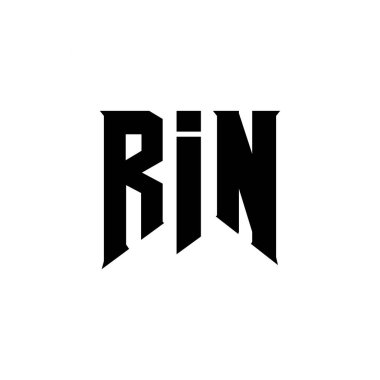 Teknoloji şirketi için RIN mektup logosu tasarımı. RIN logo tasarımı siyah ve beyaz renk kombinasyonu. RIN logosu, RIN vektörü, RIN tasarımı, RIN simgesi, RIN alfabesi. RIN tipografi logosu tasarımı