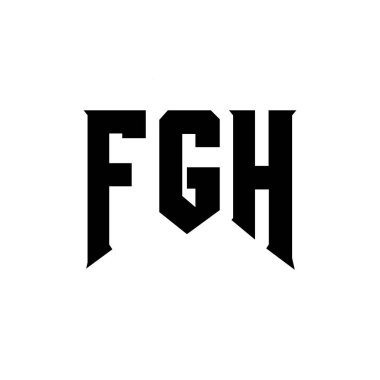Teknoloji şirketi için FGH mektup logosu tasarımı. FGH logo tasarımı siyah ve beyaz renk kombinasyonu. FGH logosu, FGH vektörü, FGH tasarımı, FGH simgesi, FGH alfabesi. FGH tipografi logosu tasarımı