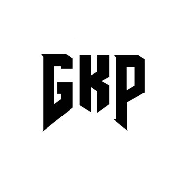 Teknoloji şirketi için GKP harf logosu tasarımı. GKP logo tasarımı siyah ve beyaz renk kombinasyonu. GKP logosu, GKP vektörü, GKP tasarımı, GKP simgesi, GKP alfabesi. GKP tipografi logosu tasarımı