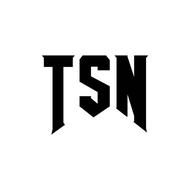 TSN letter logo design for technology company. TSN logo design black and white color combination. TSN logo, TSN vector, TSN design, TSN icon, TSN alphabet. TSN typography logo design clipart