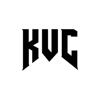 Teknoloji şirketi için KVC harf logosu tasarımı. KVC logo tasarımı siyah ve beyaz renk kombinasyonu. KVC logosu, KVC vektörü, KVC tasarımı, KVC simgesi, KVC alfabesi. KVC tipografi logosu tasarımı