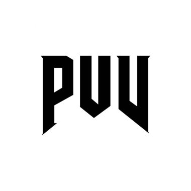 Teknoloji şirketi için PUV mektup logosu tasarımı. PUV logo tasarımı siyah ve beyaz renk kombinasyonu. PUV logosu, PUV vektörü, PUV tasarımı, PUV simgesi, PUV alfabesi. PUV tipografi logosu tasarımı