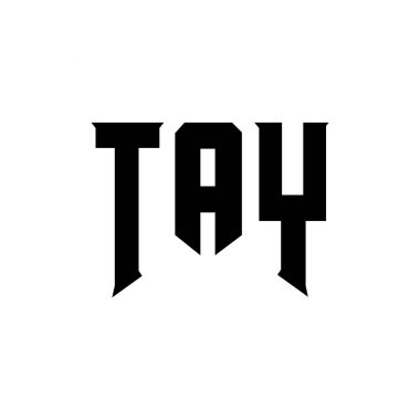 Teknoloji şirketi için TAY mektup logosu tasarımı. TAY logo tasarımı siyah ve beyaz renk kombinasyonu. TAY logosu, TAY vektörü, TAY tasarımı, TAY simgesi, TAY alfabesi. TAY tipografi logosu tasarımı