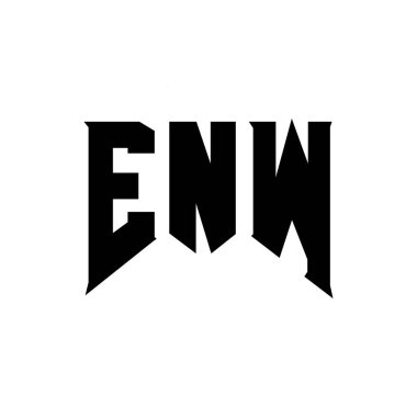 Teknoloji şirketi için ENW mektup logosu tasarımı. ENW logo tasarımı siyah ve beyaz renk kombinasyonu. ENW logosu, ENW vektörü, ENW tasarımı, ENW simgesi, ENW alfabesi. ENW tipografi logosu tasarımı