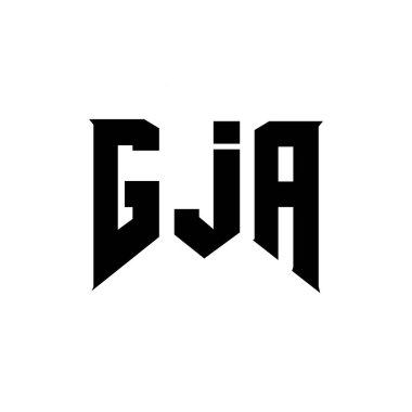 Teknoloji şirketi için GJA mektup logosu tasarımı. GJA logo tasarımı siyah ve beyaz renk kombinasyonu. GJA logosu, GJA vektörü, GJA tasarımı, GJA simgesi, GJA alfabesi. GJA tipografi logosu tasarımı