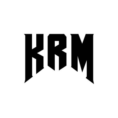Teknoloji şirketi için KRM mektup logosu tasarımı. KRM logo tasarımı siyah ve beyaz renk kombinasyonu. KRM logosu, KRM vektörü, KRM tasarımı, KRM simgesi, KRM alfabesi. KRM tipografi logosu tasarımı