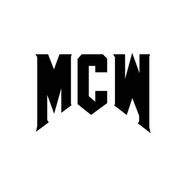 Teknoloji şirketi için MCW harf logosu tasarımı. MCW logo tasarımı siyah ve beyaz renk kombinasyonu. MCW logosu, MCW vektörü, MCW tasarımı, MCW simgesi, MCW alfabesi. MCW tipografi logosu tasarımı
