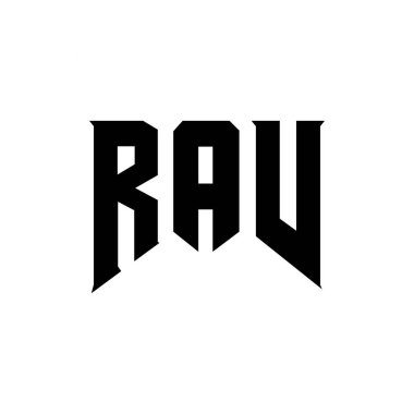 Teknoloji şirketi için RAV harf logosu tasarımı. RAV logosu siyah ve beyaz renk kombinasyonu tasarladı. RAV logosu, RAV vektörü, RAV tasarımı, RAV simgesi, RAV alfabesi. RAV tipografi logosu tasarımı