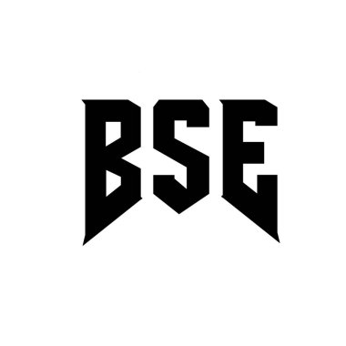 BSE letter logo design for technology company. BSE logo design black and white color combination. BSE logo, BSE vector, BSE design, BSE icon, BSE alphabet. BSE typography logo design. clipart