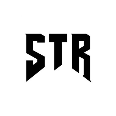 Teknoloji şirketi için STR mektup logosu tasarımı. STR logo tasarımı siyah ve beyaz renk kombinasyonu. STR logosu, STR vektörü, STR dizaynı, STR simgesi, STR alfabesi. STR tipografi logosu tasarımı