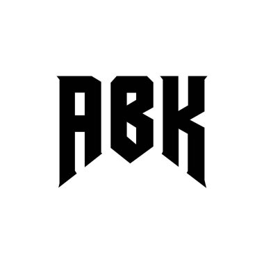 ABK letter logo design for technology company. ABK logo design black and white color combination. ABK logo, ABK vector, ABK design, ABK icon, ABK alphabet. ABK typography logo design. clipart