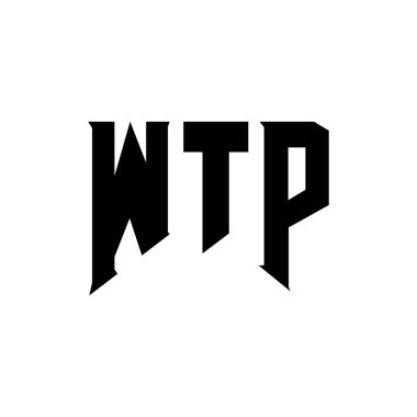 Teknoloji şirketi için WTP mektup logosu tasarımı. WTP logo tasarımı siyah ve beyaz renk kombinasyonu. WTP logosu, WTP vektörü, WTP tasarımı, WTP simgesi, WTP alfabesi. WTP tipografi logosu tasarımı
