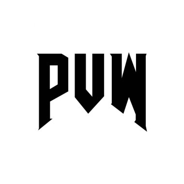 Teknoloji şirketi için PVW harf logosu tasarımı. PVW logo tasarımı siyah ve beyaz renk kombinasyonu. PVW logosu, PVW vektörü, PVW tasarımı, PVW simgesi, PVW alfabesi. PVW tipografi logosu tasarımı