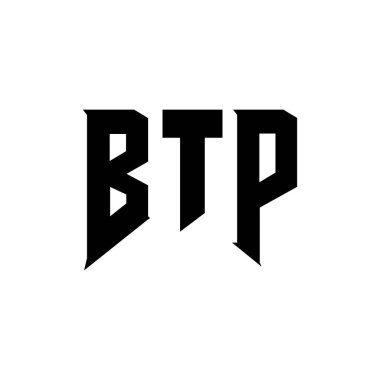 Teknoloji şirketi için BTP harf logosu tasarımı. BTP logo tasarımı siyah ve beyaz renk kombinasyonu. BTP logosu, BTP vektörü, BTP tasarımı, BTP simgesi, BTP alfabesi. BTP tipografi logosu tasarımı.