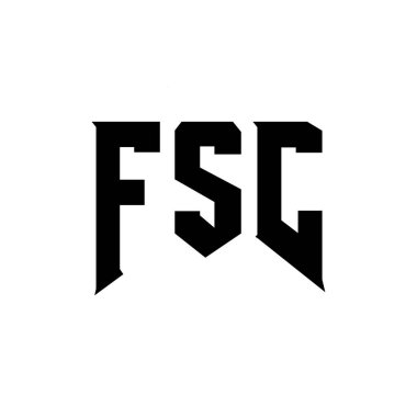 FSC teknoloji şirketi için harf logosu tasarımı. FSC logo tasarımı siyah-beyaz renk kombinasyonu. FSC logosu, FSC vektörü, FSC tasarımı, FSC simgesi, FSC alfabesi. FSC tipografi logosu tasarımı