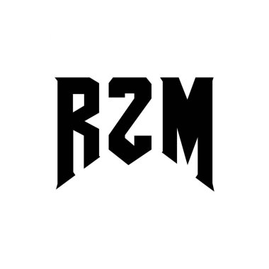 Teknoloji şirketi için RZM harf logosu tasarımı. RZM logo tasarımı siyah ve beyaz renk kombinasyonu. RZM logosu, RZM vektörü, RZM tasarımı, RZM simgesi, RZM alfabesi. RZM tipografi logosu tasarımı