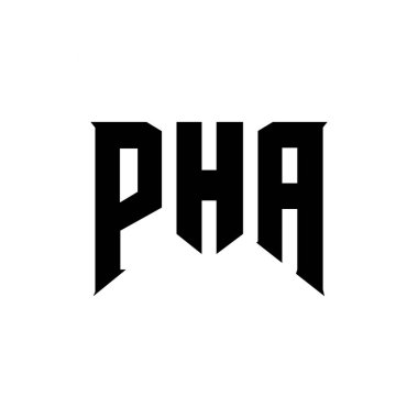 Teknoloji şirketi için PHA mektup logosu tasarımı. PHA logo tasarımı siyah-beyaz renk kombinasyonu. PHA logosu, PHA vektörü, PHA tasarımı, PHA simgesi, PHA alfabesi. PHA tipografi logosu tasarımı