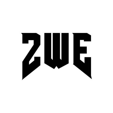 ZWE letter logo design for technology company. ZWE logo design black and white color combination. ZWE logo, ZWE vector, ZWE design, ZWE icon, ZWE alphabet. ZWE typography logo design clipart