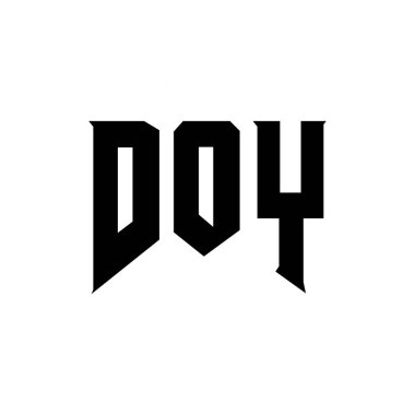 Teknoloji şirketi için DOY mektup logosu tasarımı. DOY logosu siyah-beyaz renk kombinasyonu tasarladı. DOY logosu, DOY vektörü, DOY tasarımı, DOY simgesi, DOY alfabesi. DOY tipografi logosu tasarımı
