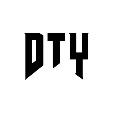 Teknoloji şirketi için DTY mektup logosu tasarımı. DTY logo tasarımı siyah ve beyaz renk kombinasyonu. DTY logosu, DTY vektörü, DTY tasarımı, DTY simgesi, DTY alfabesi. DTY tipografi logosu tasarımı