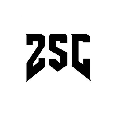 ZSC letter logo design for technology company. ZSC logo design black and white color combination. ZSC logo, ZSC vector, ZSC design, ZSC icon, ZSC alphabet. ZSC typography logo design clipart