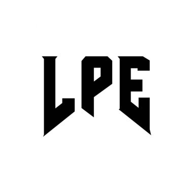 LPE letter logo design for technology company. LPE logo design black and white color combination. LPE logo, LPE vector, LPE design, LPE icon, LPE alphabet. LPE typography logo design clipart