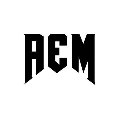 AEM letter logo design for technology company. AEM logo design black and white color combination. AEM logo, AEM vector, AEM design, AEM icon, AEM alphabet. AEM typography logo design. clipart