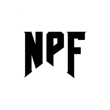 Teknoloji şirketi için NPF mektup logosu tasarımı. NPF logo tasarımı siyah ve beyaz renk kombinasyonu. NPF logosu, NPF vektörü, NPF tasarımı, NPF simgesi, NPF alfabesi. NPF tipografi logosu tasarımı