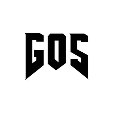 Teknoloji şirketi için GOS harf logosu tasarımı. GOS logosu siyah ve beyaz renk kombinasyonu tasarladı. GOS logosu, GOS vektörü, GOS tasarımı, GOS simgesi, GOS alfabesi. GOS tipografi logosu tasarımı