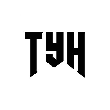 Teknoloji şirketi için TYH harf logosu tasarımı. TYH logo tasarımı siyah ve beyaz renk kombinasyonu. TYH logosu, TYH vektörü, TYH dizaynı, TYH simgesi, TYH alfabesi. TYH tipografi logosu tasarımı