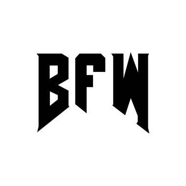 Teknoloji şirketi için BFW harf logosu tasarımı. BFW logo tasarımı siyah ve beyaz renk kombinasyonu. BFW logosu, BFW vektörü, BFW tasarımı, BFW simgesi, BFW alfabesi. BFW tipografi logo tasarımı.