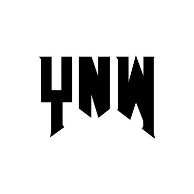 Teknoloji şirketi için YNW harf logosu tasarımı. YNW logo tasarımı siyah ve beyaz renk kombinasyonu. YNW logosu, YNW vektörü, YNW tasarımı, YNW simgesi, YNW alfabesi. YNW tipografi logosu tasarımı