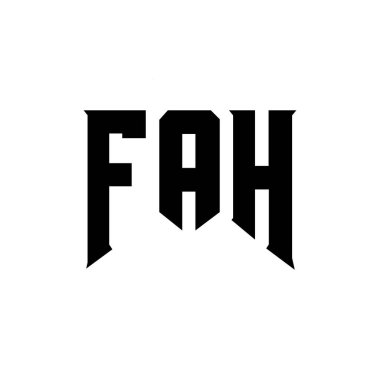 Teknoloji şirketi için FAH mektup logosu tasarımı. FAH logo tasarımı siyah ve beyaz renk kombinasyonu. FAH logosu, FAH vektörü, FAH tasarımı, FAH simgesi, FAH alfabesi. FAH tipografi logosu tasarımı