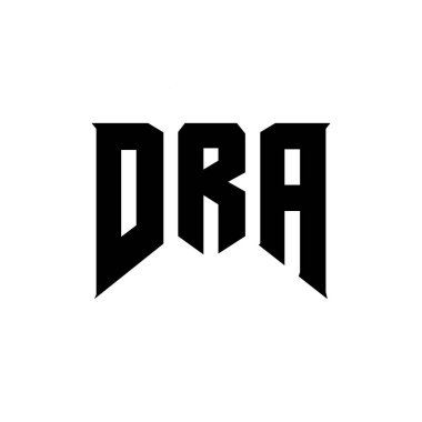 DRA letter logo design for technology company. DRA logo design black and white color combination. DRA logo, DRA vector, DRA design, DRA icon, DRA alphabet. DRA typography logo design clipart