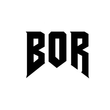 BOR letter logo design for technology company. BOR logo design black and white color combination. BOR logo, BOR vector, BOR design, BOR icon, BOR alphabet. BOR typography logo design. clipart