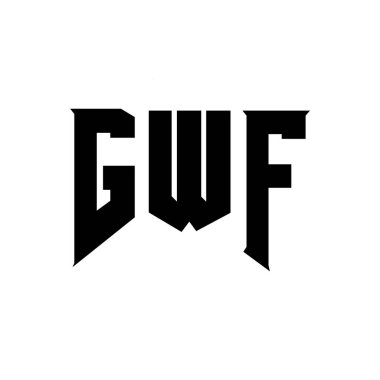 Teknoloji şirketi için GWF mektup logosu tasarımı. GWF logo tasarımı siyah ve beyaz renk kombinasyonu. GWF logosu, GWF vektörü, GWF tasarımı, GWF simgesi, GWF alfabesi. GWF tipografi logosu tasarımı