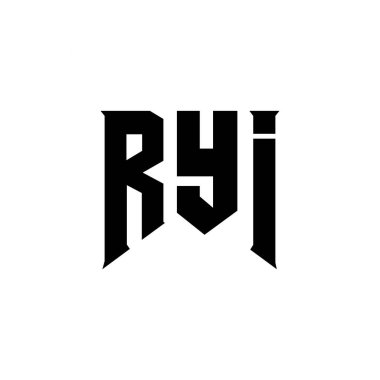 RYI letter logo design for technology company. RYI logo design black and white color combination. RYI logo, RYI vector, RYI design, RYI icon, RYI alphabet. RYI typography logo design clipart