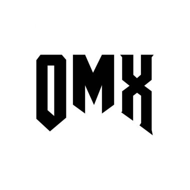 Teknoloji şirketi için OMX harf logosu tasarımı. OMX logo tasarımı siyah ve beyaz renk kombinasyonu. OMX logosu, OMX vektörü, OMX tasarımı, OMX simgesi, OMX alfabesi. OMX tipografi logosu tasarımı