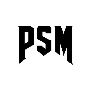 Teknoloji şirketi için PSM mektup logosu tasarımı. PSM logo tasarımı siyah ve beyaz renk kombinasyonu. PSM logosu, PSM vektörü, PSM tasarımı, PSM simgesi, PSM alfabesi. PSM tipografi logosu tasarımı
