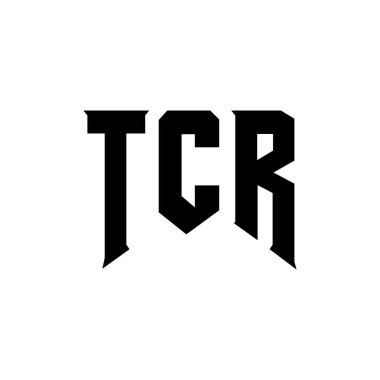Teknoloji şirketi için TCR harf logosu tasarımı. TCR logo tasarımı siyah ve beyaz renk kombinasyonu. TCR logosu, TCR vektörü, TCR dizaynı, TCR simgesi, TCR alfabesi. TCR tipografi logosu tasarımı